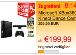 X360: Xbox360 Slim 4GB + Kinect + 2 Spiele + 5 XBL Games + XBL Gold Mitgliedschaft und 400 XBL Punkten für nur 199,99€ (statt 264€)